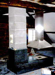 Offener Schieferkamin mit Edelstahl-Rauchabzug !